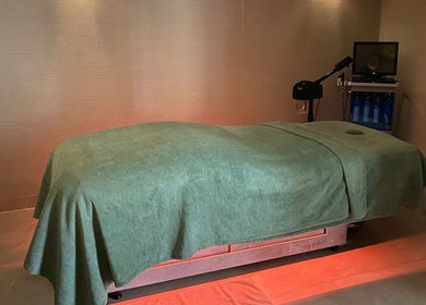Serene massage room at Haylands Beauty Clinic, Buckhurst Hill, England, GB.