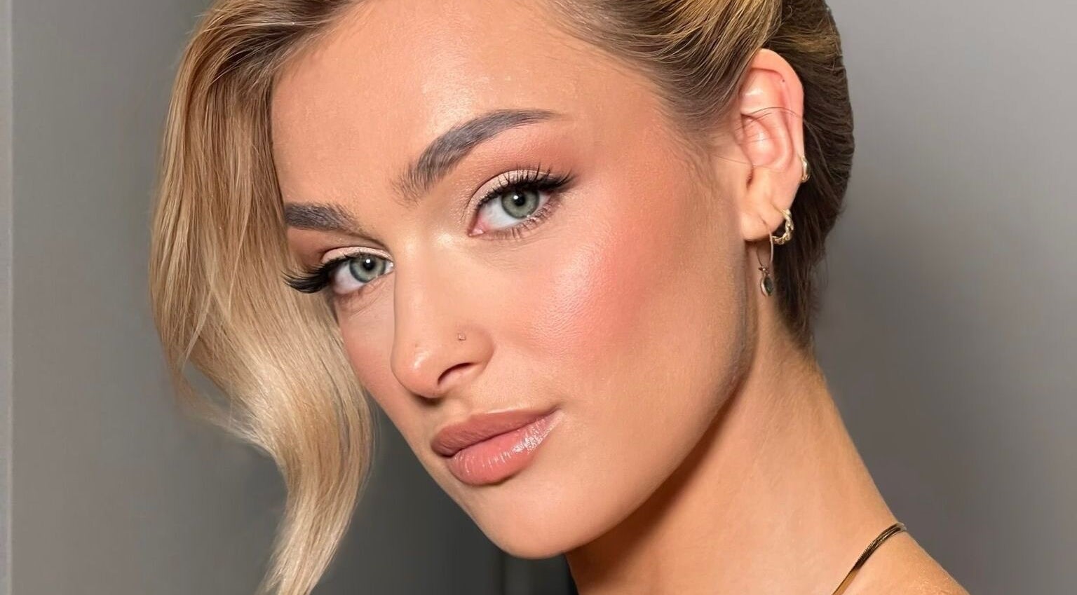 Close-up makeup showcase at Studio NK, Newbury, England, GB highlighting flawless beauty techniques.