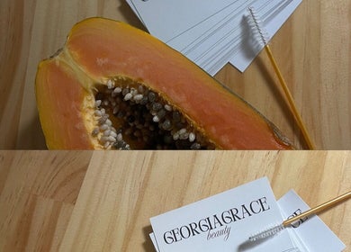 Papaya with tools at Georgia Grace Beauty, Berry, New South Wales, AU for wellness ambiance.