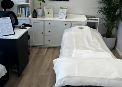 Relaxing therapy room at MRL Massage & Myo Therapy, Melbourne, Victoria, AU, featuring a massage table.