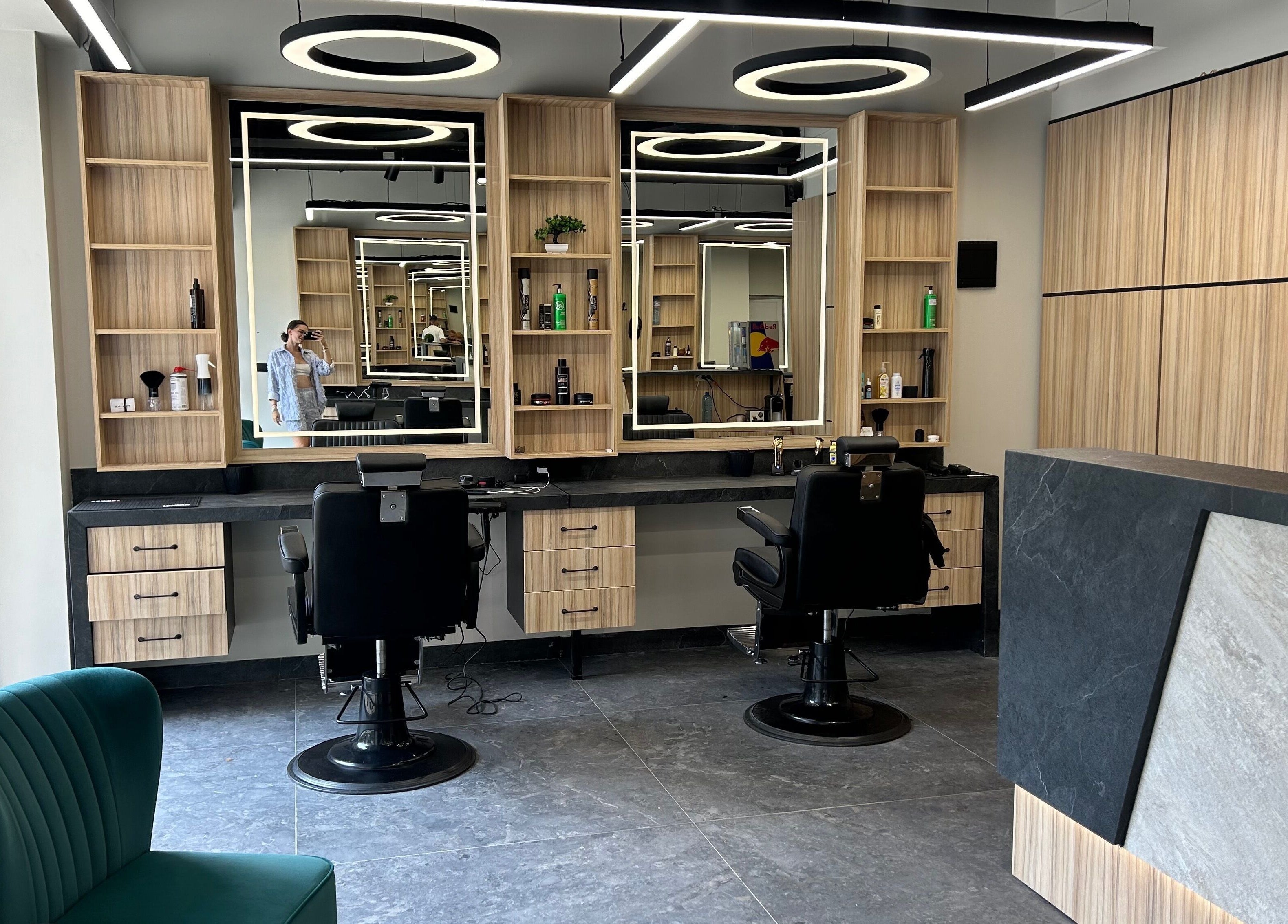 Sleek interior of Galaxy barbershop in Sofia, Sofia City Province, BG, featuring modern styling chairs.