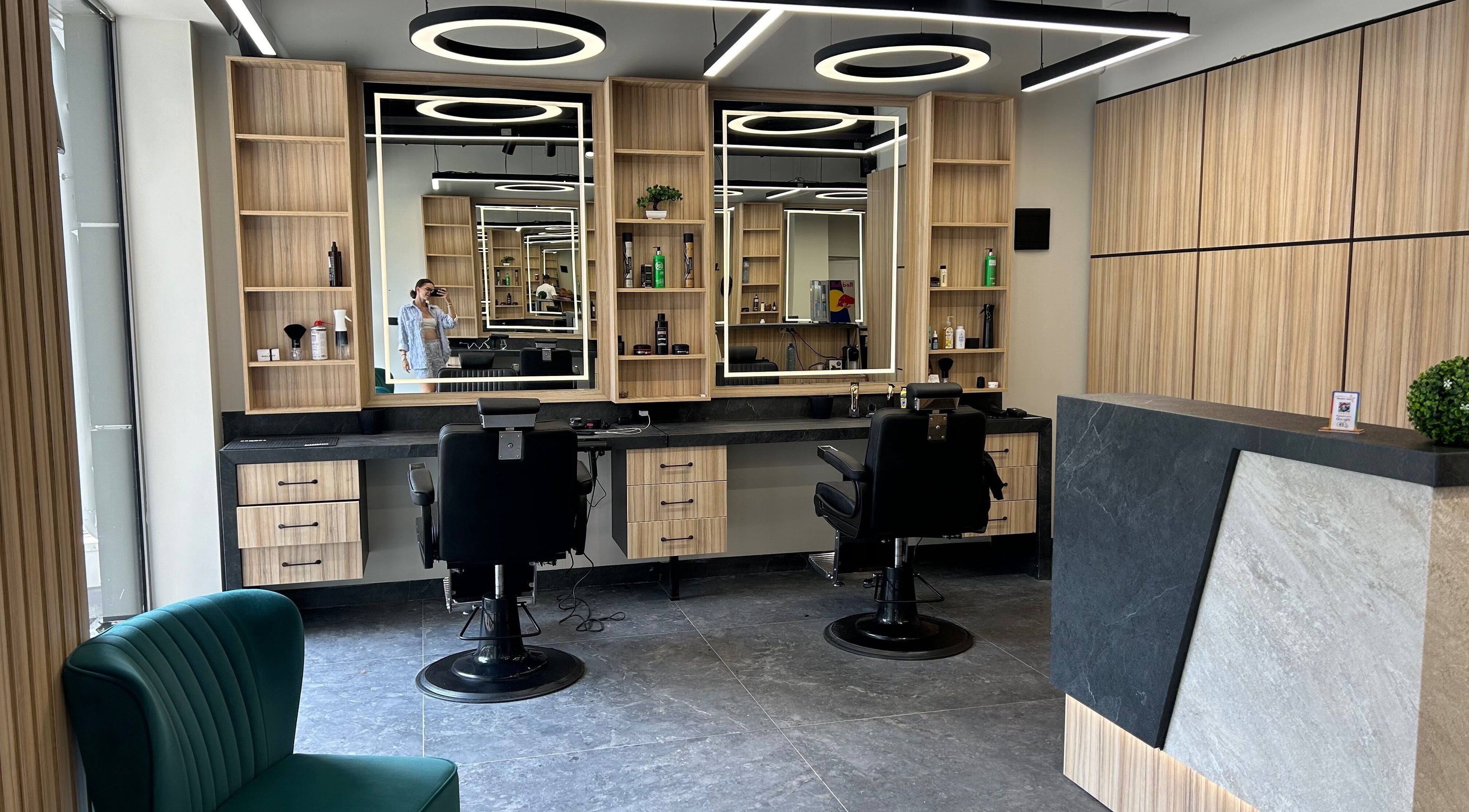 Sleek interior of Galaxy barbershop in Sofia, Sofia City Province, BG, featuring modern styling chairs.