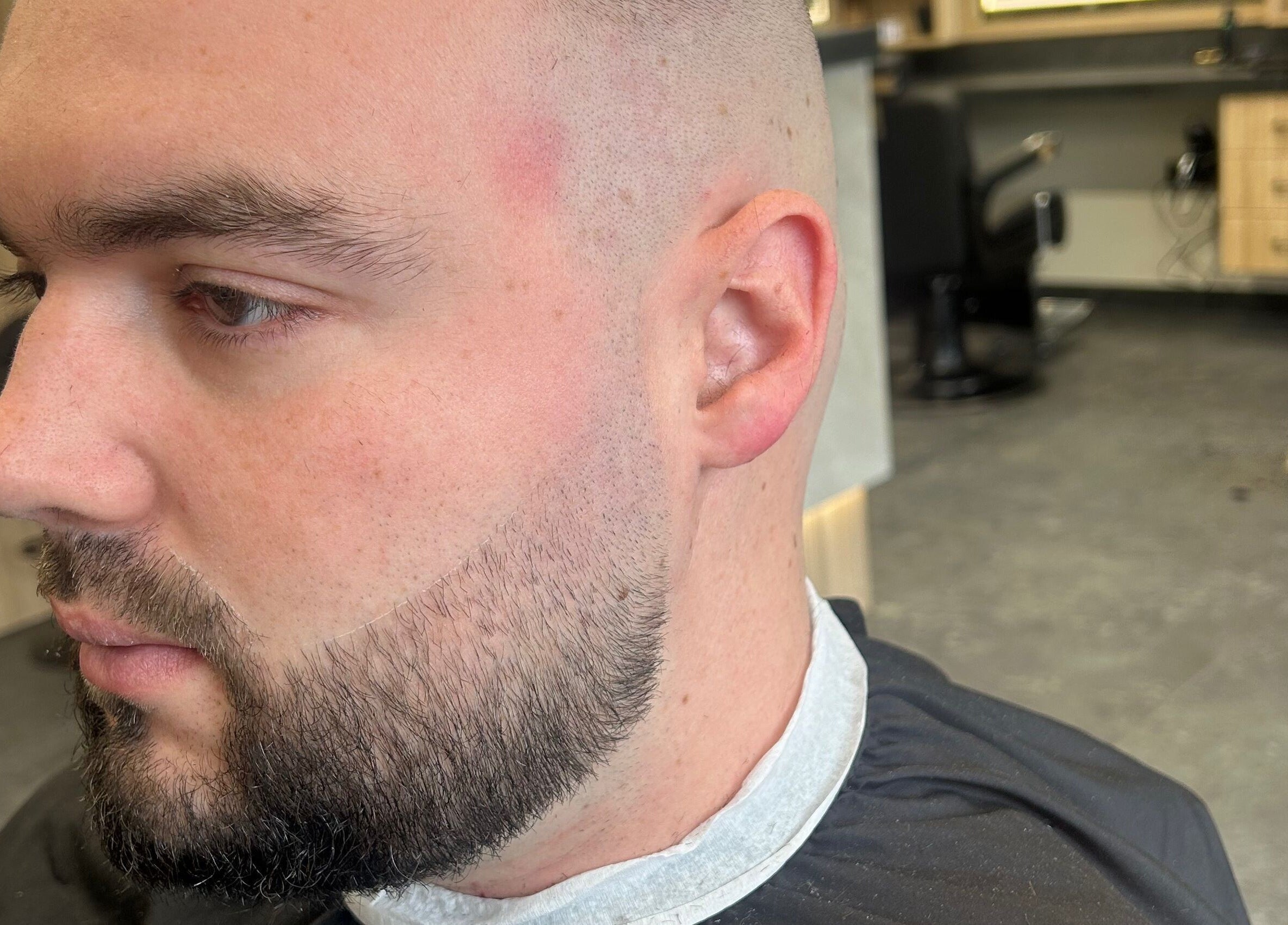 Close-up of a fresh haircut at Galaxy barbershop, Sofia, Sofia City Province, BG.