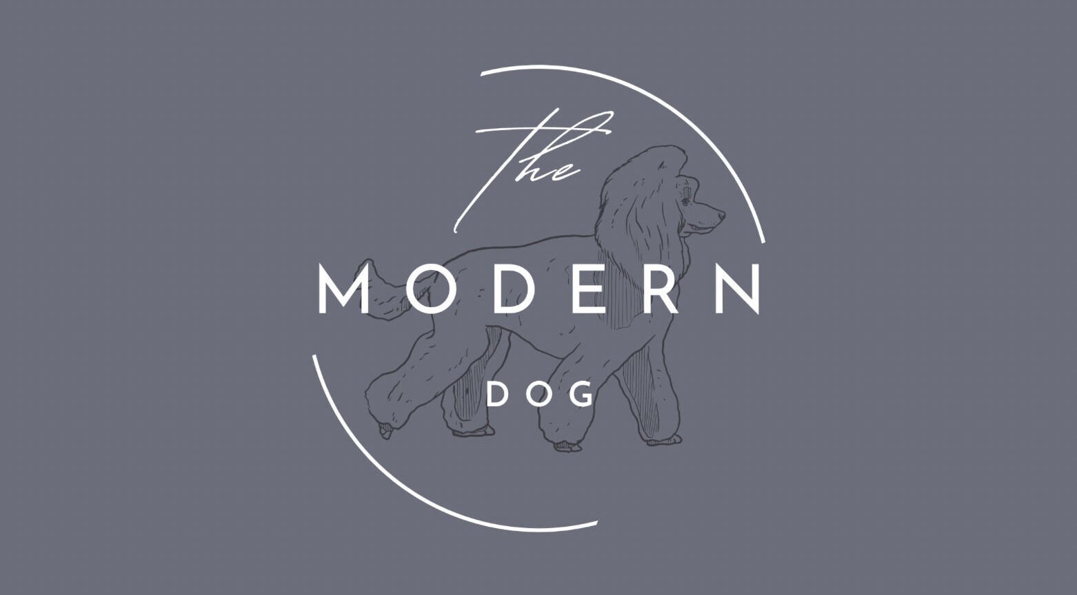 The Modern Dog logo featuring a stylish poodle, located in Stockport, England, GB.