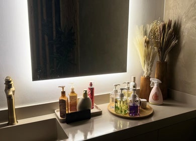 Luxurious vanity setup at Pious Therapy Center L.L.C, دبي, دبي, AE, showcasing premium skincare products.