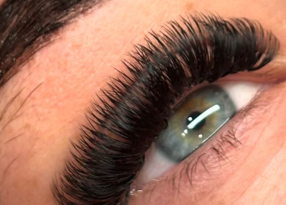 Close-up of eyelash extensions by With Love Lashes, Easington Colliery, England, GB.
