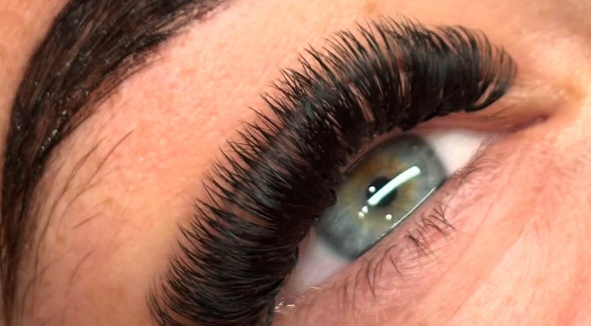 Close-up of eyelash extensions by With Love Lashes, Easington Colliery, England, GB.