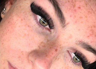 Close-up of elegant eyelash extensions at With Love Lashes, Easington Colliery, England, GB.