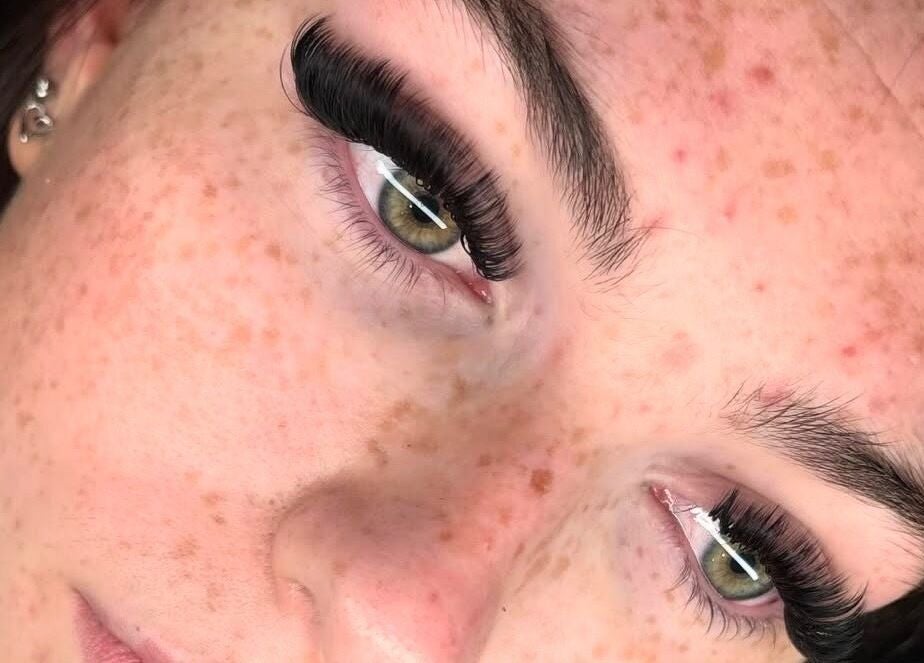 Close-up of elegant eyelash extensions at With Love Lashes, Easington Colliery, England, GB.