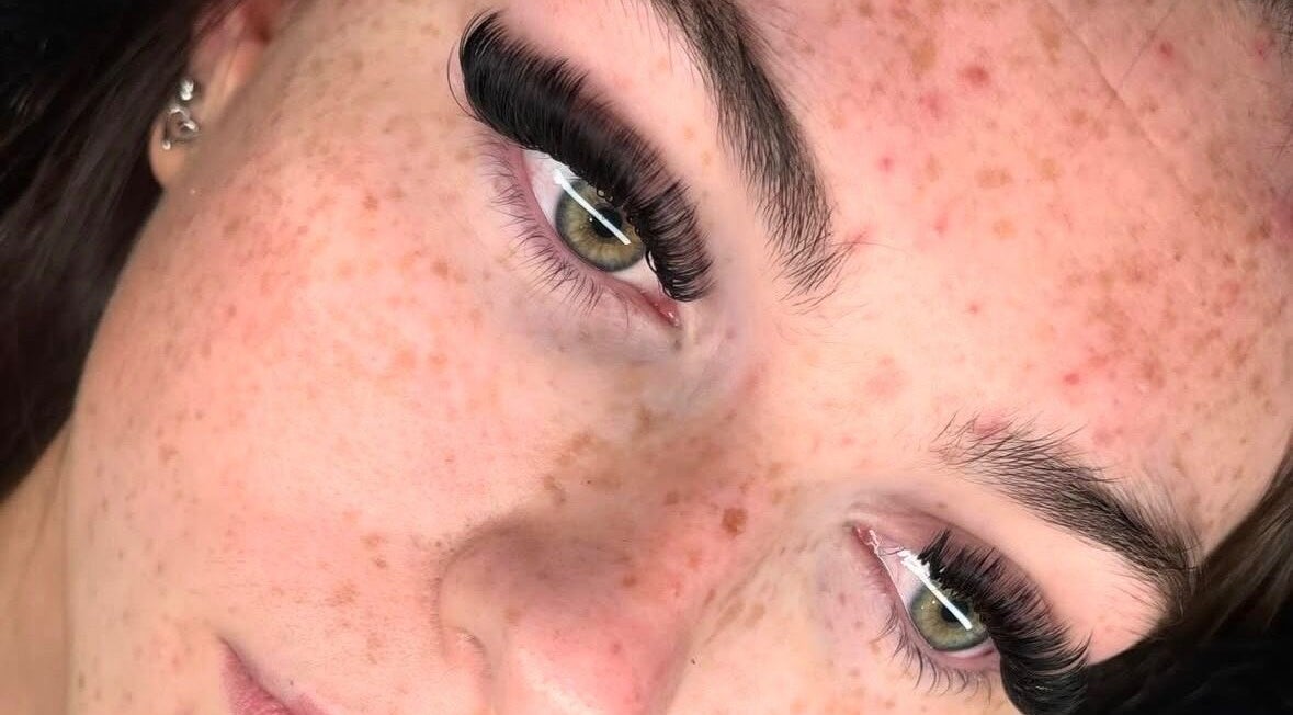 Close-up of elegant eyelash extensions at With Love Lashes, Easington Colliery, England, GB.