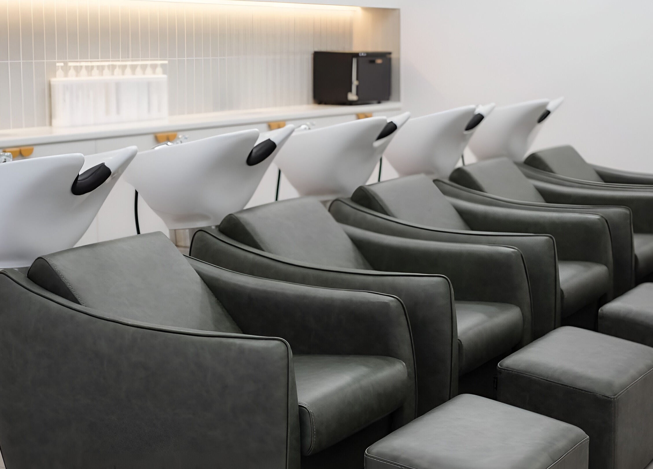 Stylish wash stations at Indie Mane, Raymond Terrace, New South Wales, AU, offering a serene salon experience.