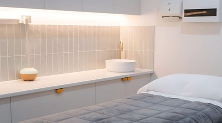 Relaxing therapy room at Indie Mane, Raymond Terrace, New South Wales, AU, featuring a sleek, modern design.