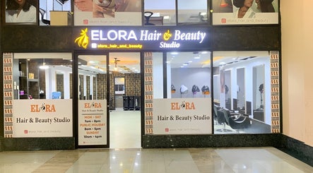 Front view of Elora Hair & Beauty Studio, Nairobi, featuring elegant salon interiors and signage.