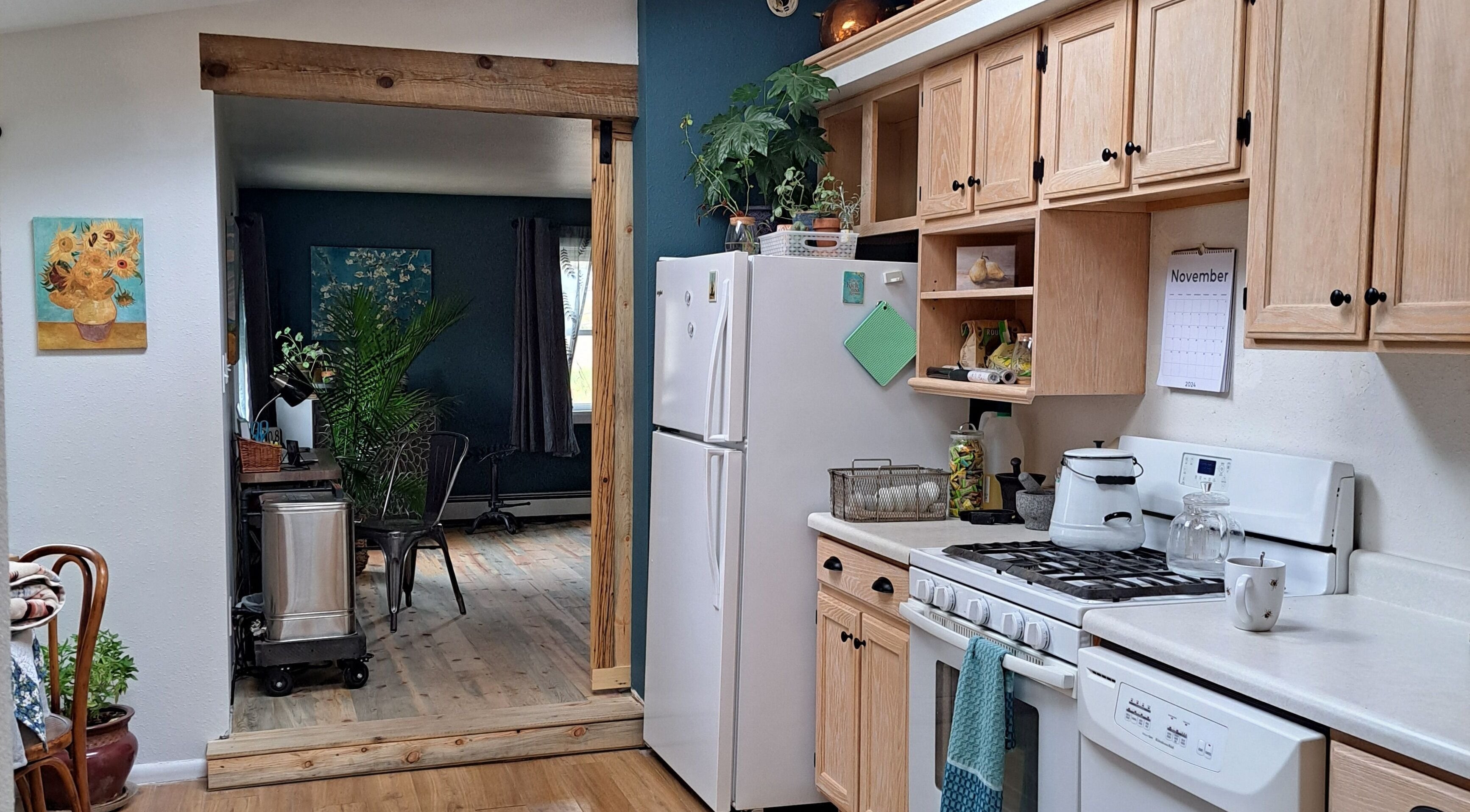 Bright kitchen area at Ladder Creek Massage in Grand Junction, Colorado, US showcasing a homely ambiance.
