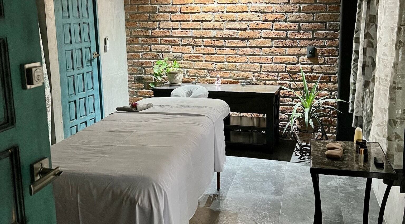 Serenity Touch Massage room in Puerto Vallarta, Jalisco, MX with a massage table and peaceful decor.