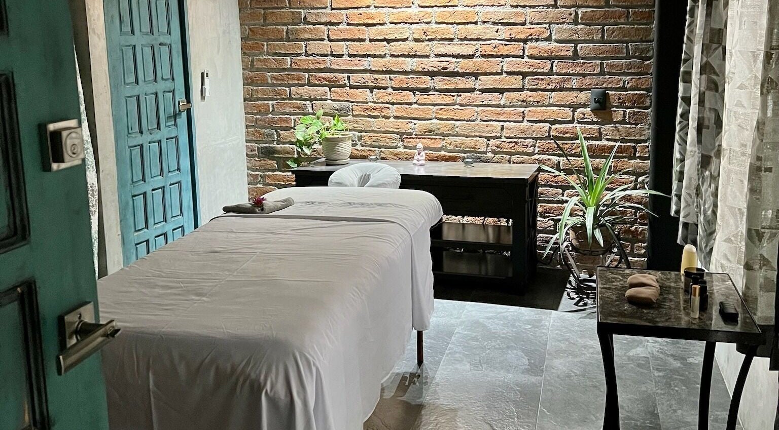 Serenity Touch Massage room in Puerto Vallarta, Jalisco, MX with a massage table and peaceful decor.