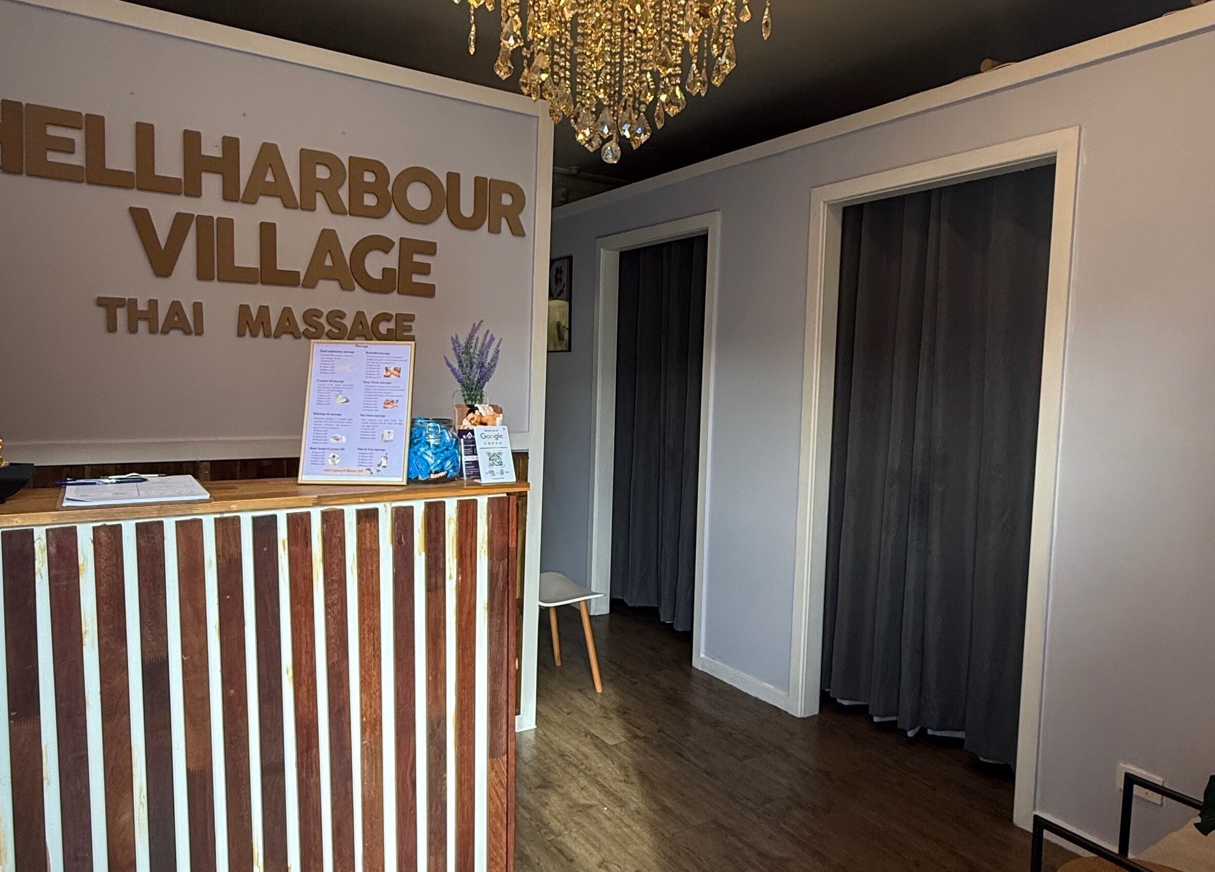Reception area of Shellharbour Village Thai Massage, Shellharbour, New South Wales, AU with floral accents.