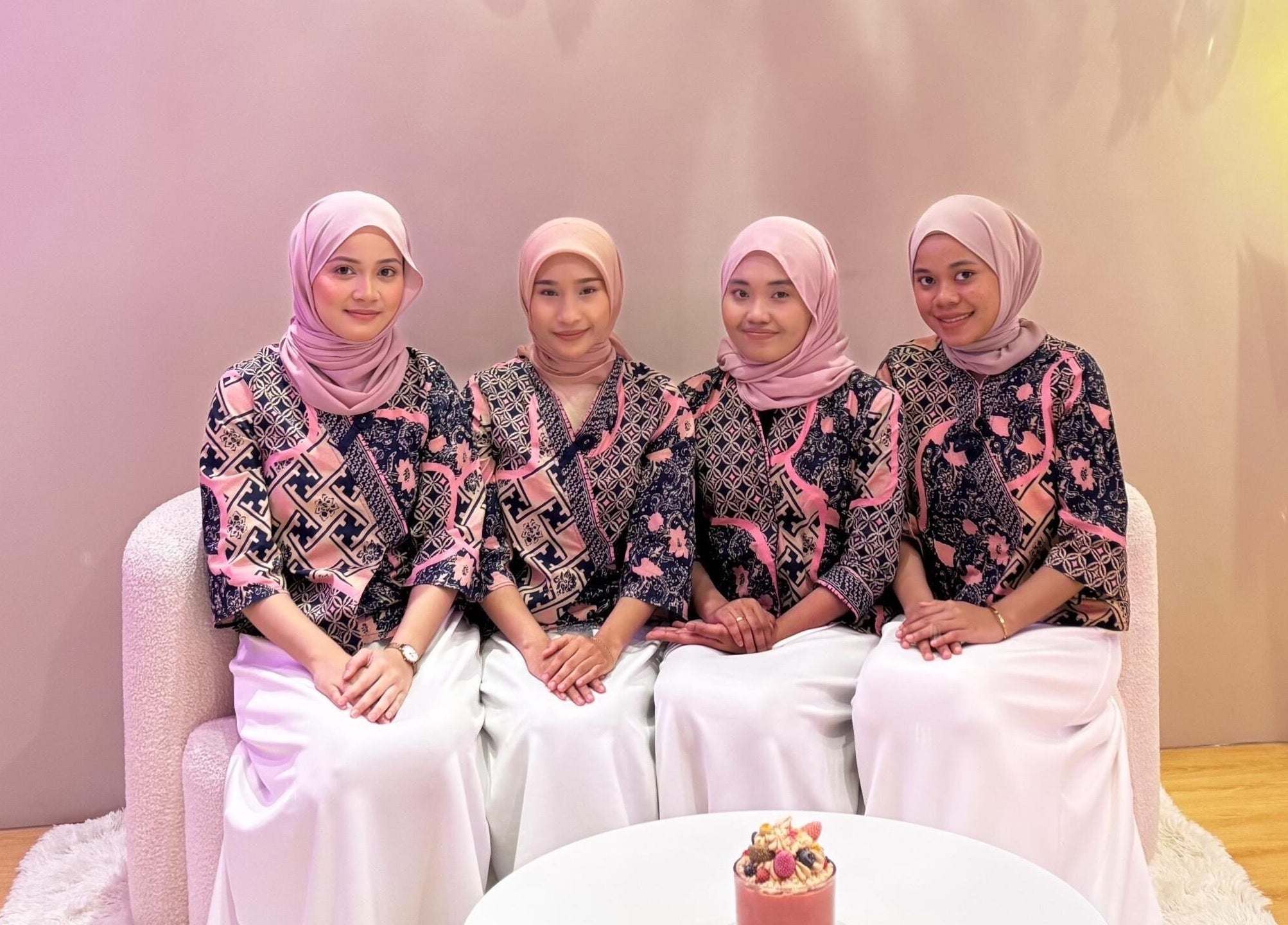 Staff at Aurora Muslimah Salon & Spa Bandar Tropicana Aman, Telok Panglima Garang, Selangor, MY in coordinated attire.