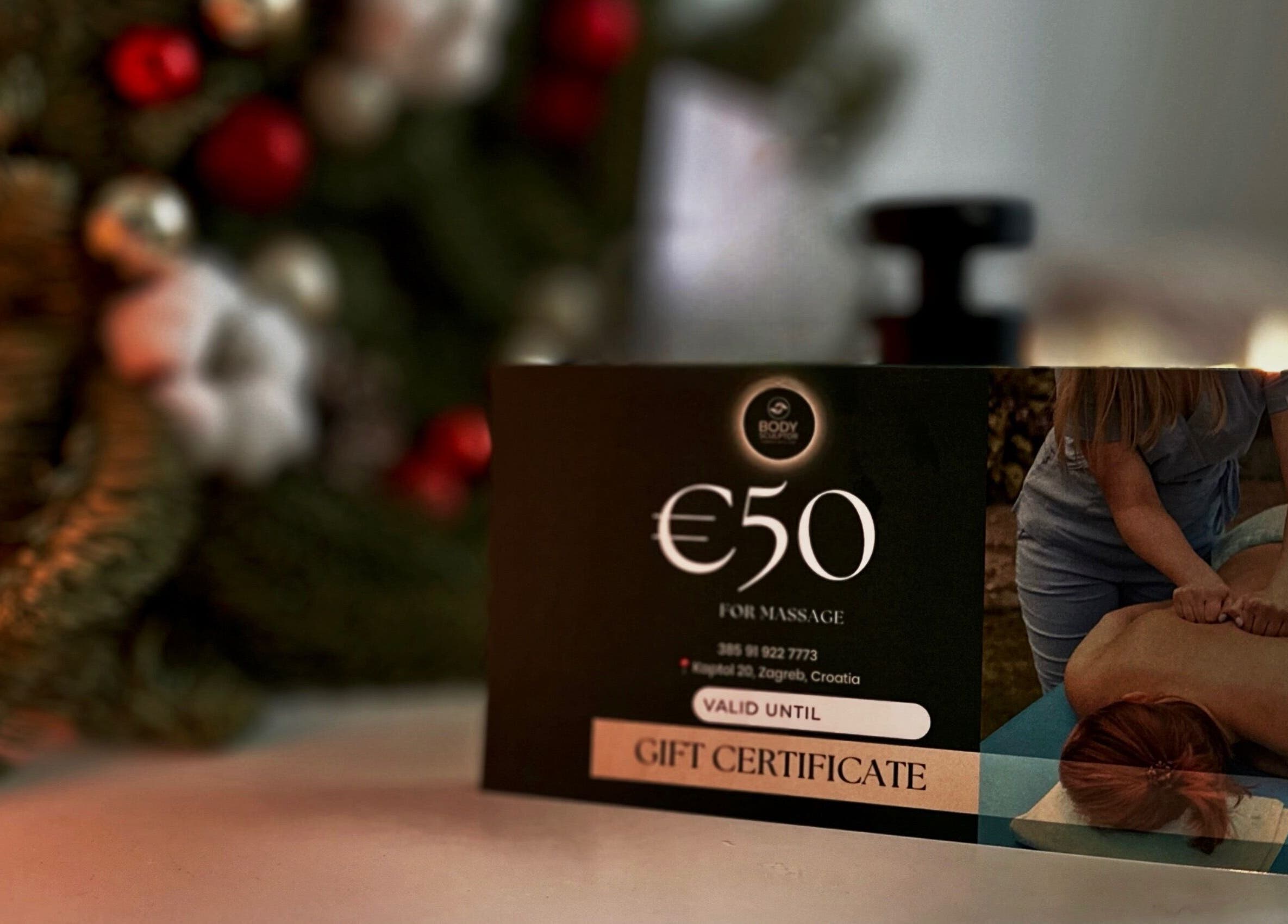 Darovni bon od 50 eura za masažu u Body Sculptor, Zagreb, Grad Zagreb, HR, uz božićni ugođaj.