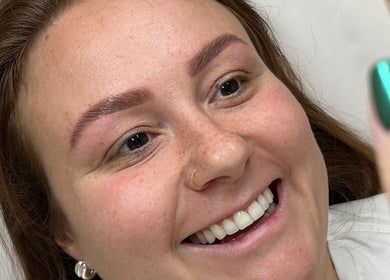 Happy client after eyebrow treatment at Rafa Beauty, Dublin, County Dublin, IE.