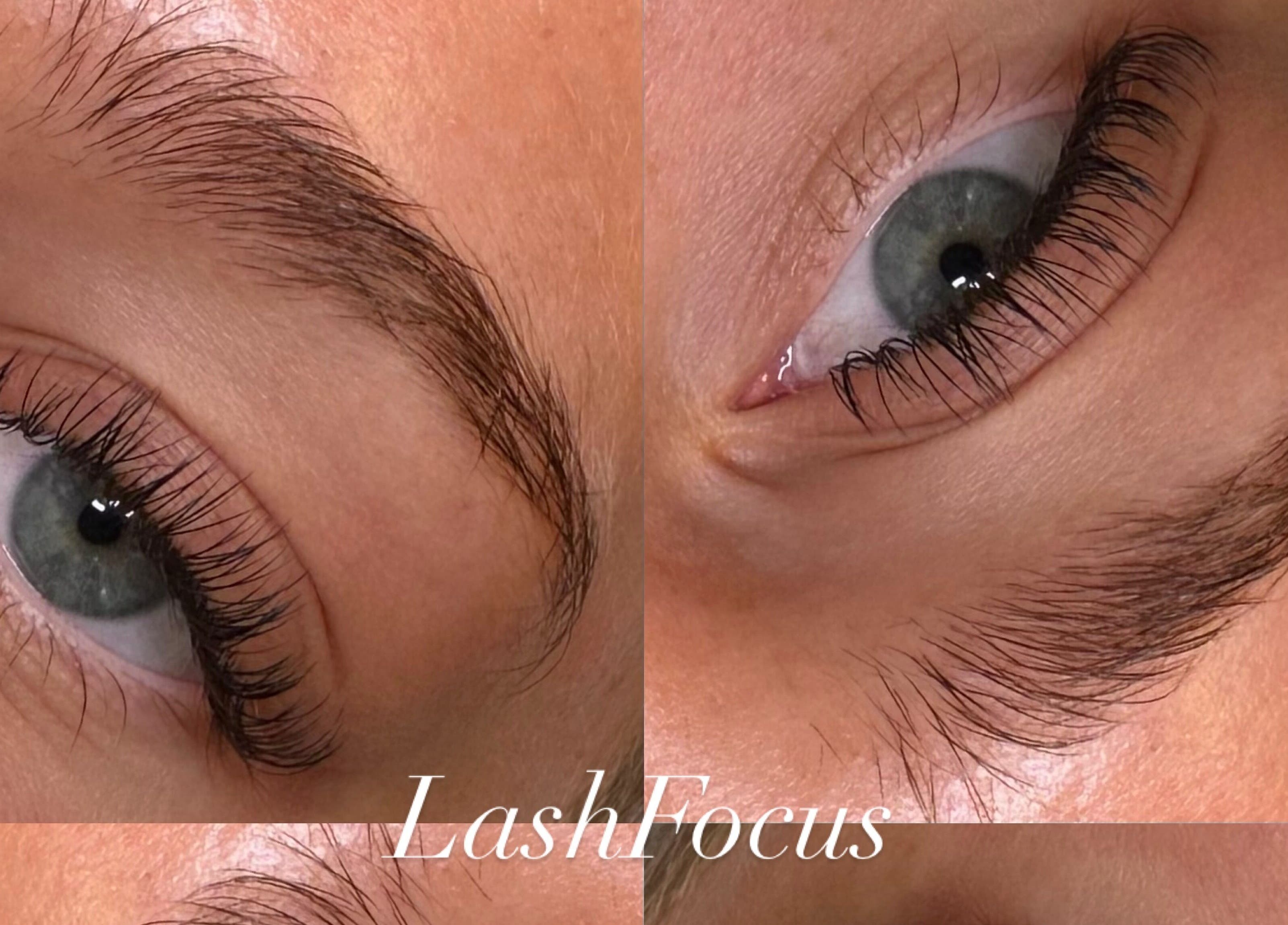 Nærbilde av vakre øyevipper hos LashFocus, Kristiansand, Agder, NO.