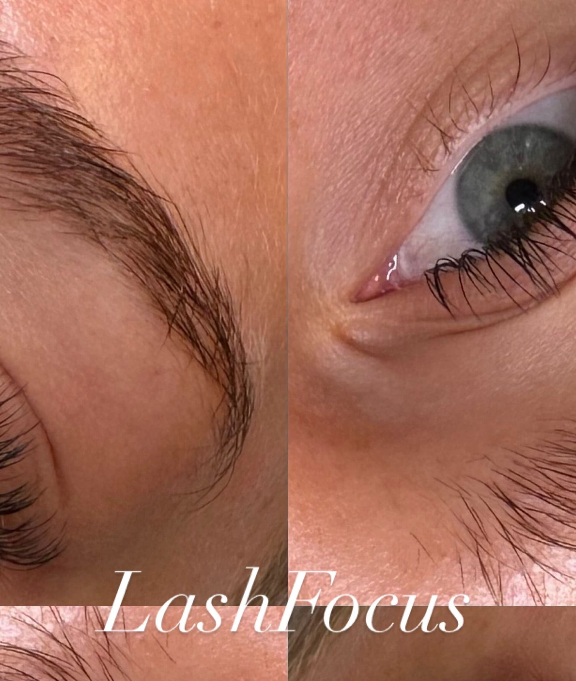 Nærbilde av vakre øyevipper hos LashFocus, Kristiansand, Agder, NO.