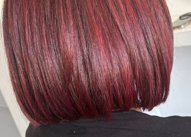 Vibrant burgundy hairstyle at Malimou, Endeavour Hills, Victoria, AU beauty salon.