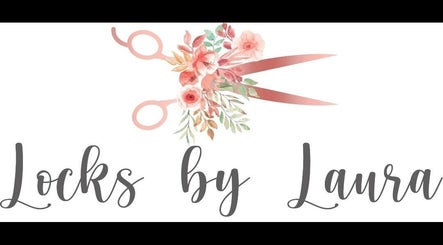 Logo of Locks by Laura - Salon Studios and Co. featuring floral scissors in Washington, England, GB.