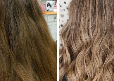 Before and after hair transformation at Locks by Laura - Salon Studios and Co., Washington, England, GB.