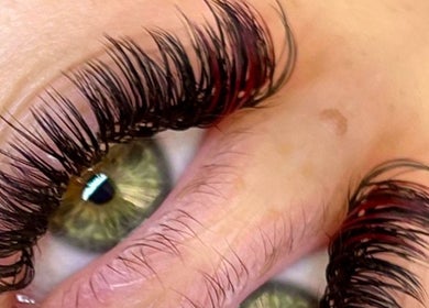 Close-up of eyelash extensions at By Liv, Doncaster, England, GB highlighting detailed craftsmanship.