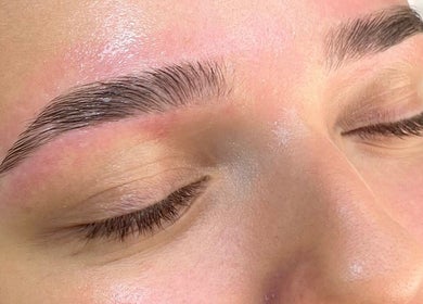 Close-up of perfectly shaped eyebrows at By Liv, Doncaster, England, GB.