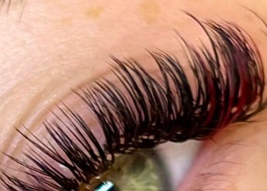 Close-up of lush eyelash extensions at By Liv, Doncaster, England, GB, showcasing expert beauty care.