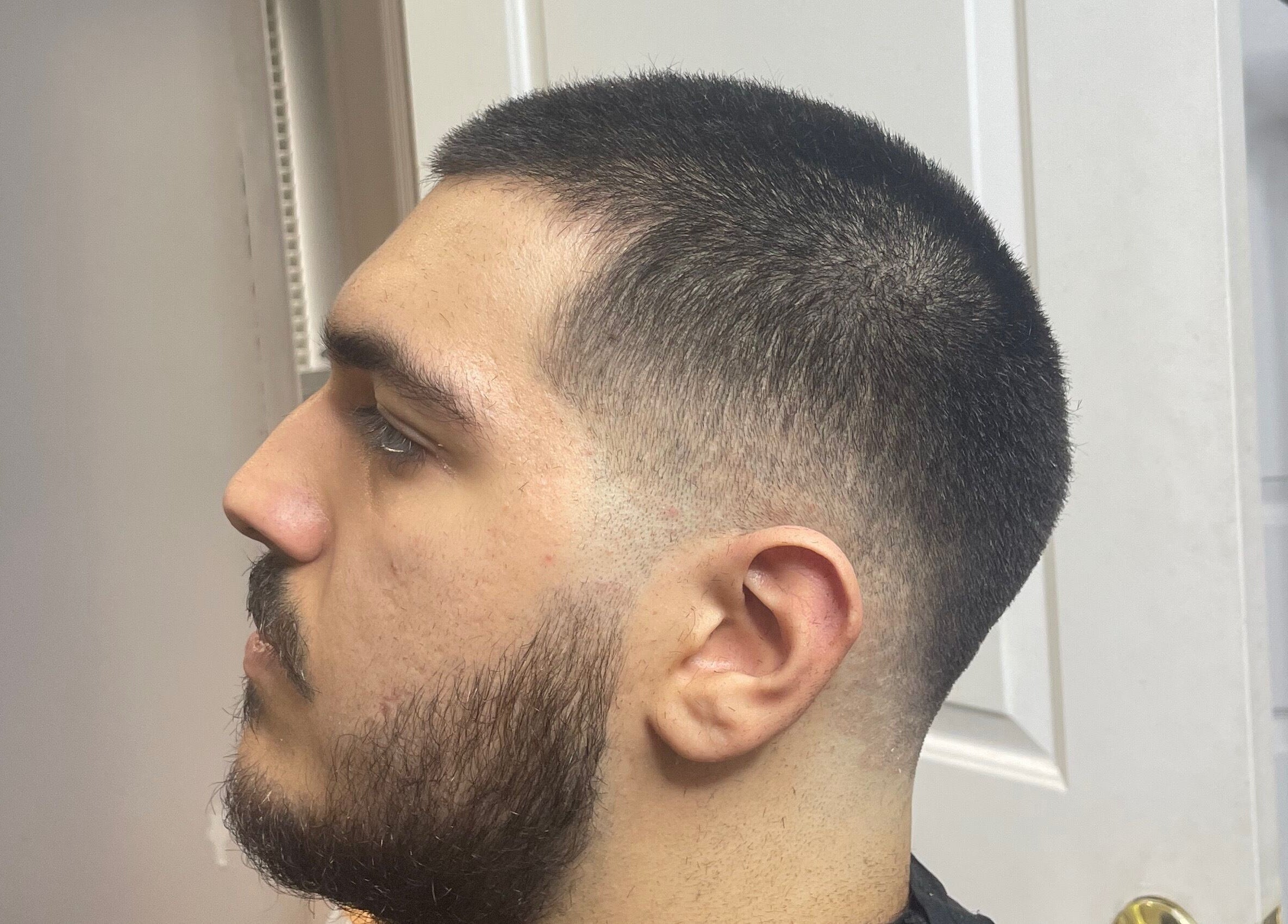Close-up of a crisp fade haircut at D.A Cutz in Halifax, Nova Scotia, CA.