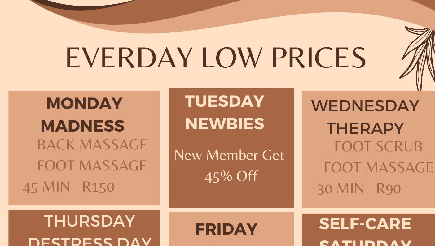 Discover weekly offers at DK HARMONY WELLNESS & MEDSPA, Johannesburg, Gauteng, ZA. Affordable massage specials.