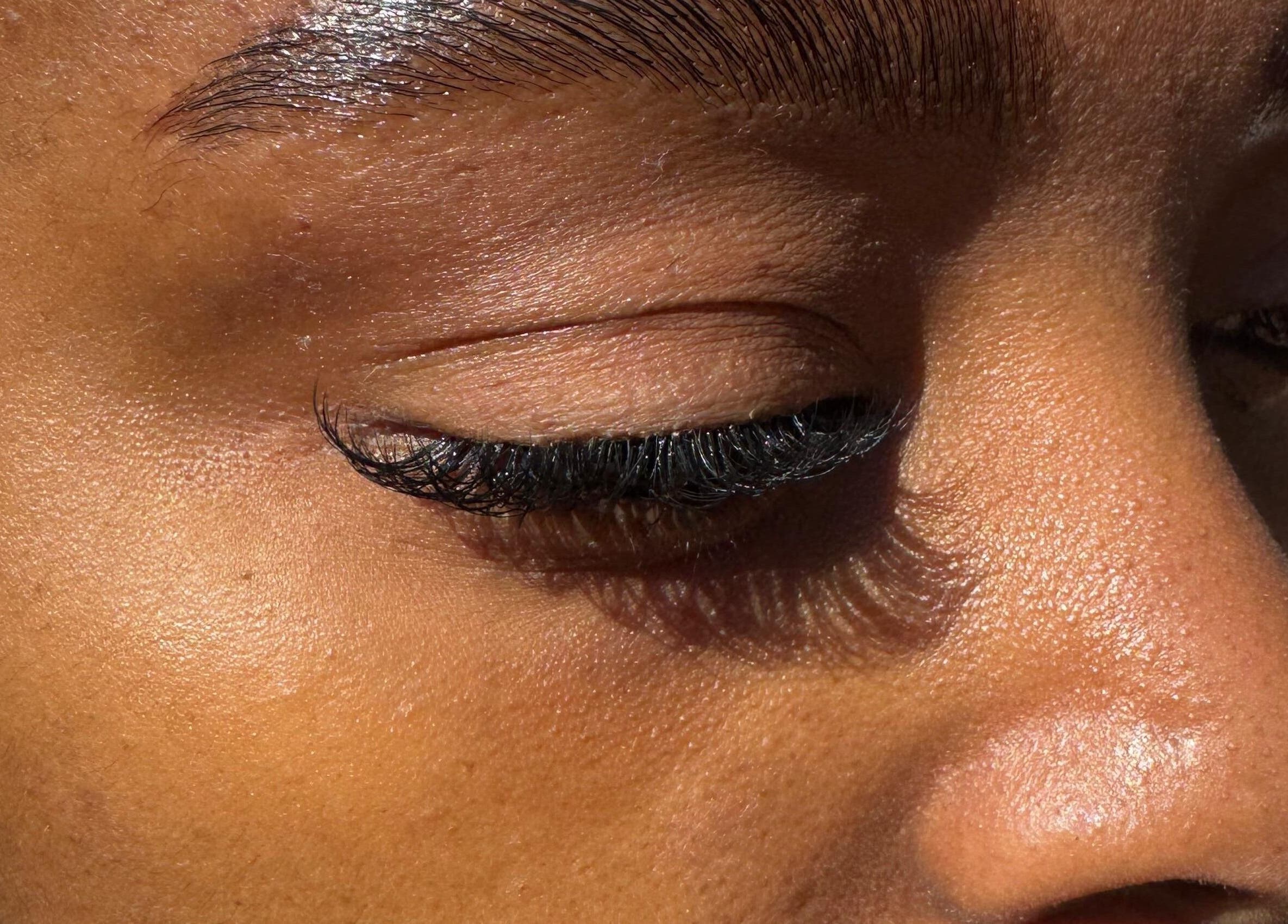Close-up of expertly done eyelashes at Aestheticsby.Yas in Sandton, Gauteng, ZA showcasing lash extension work.