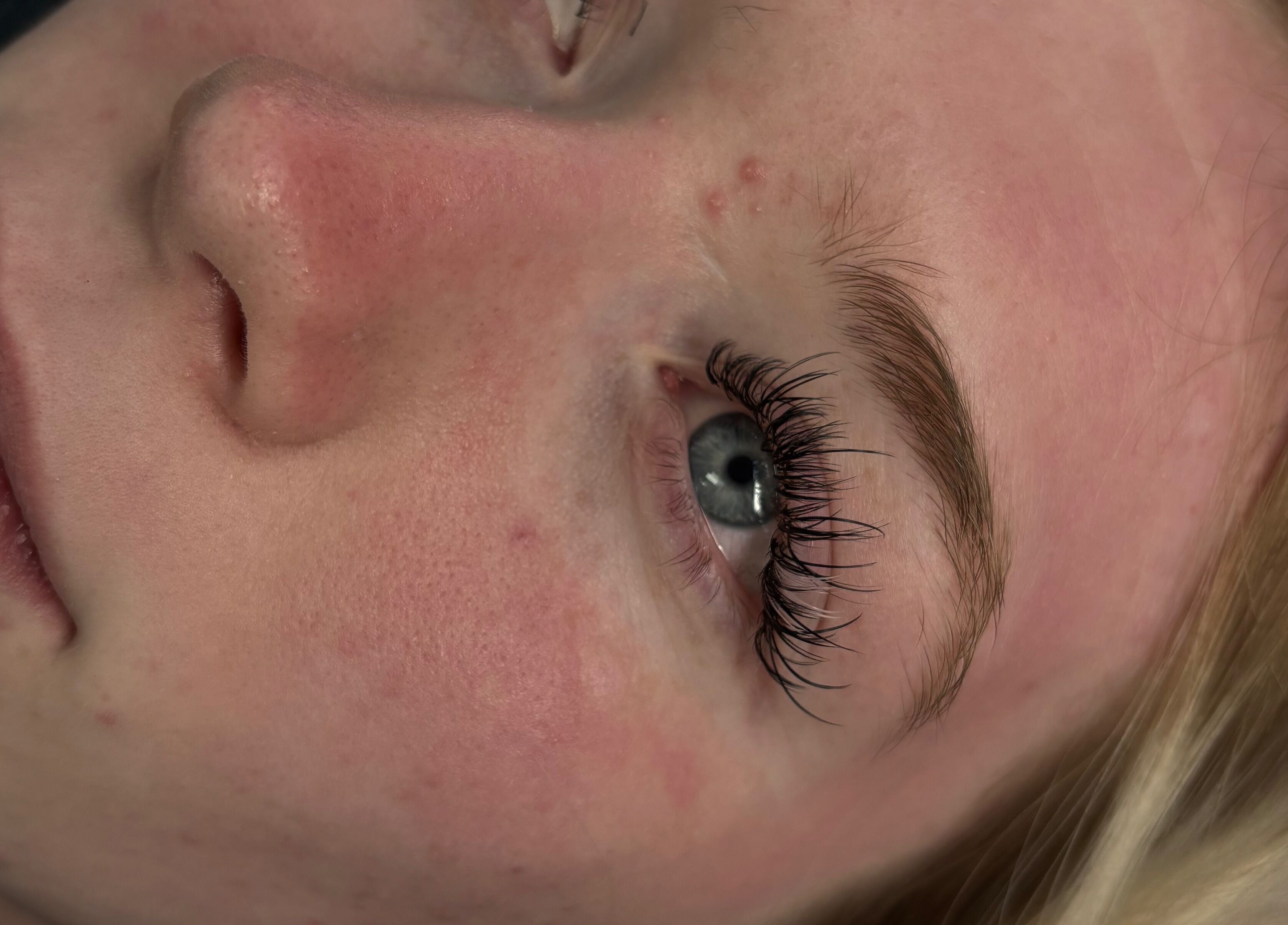 Close-up of elegant lashes at Winks and Minks in Elkhart, Indiana, US, highlighting expert eyelash extensions.