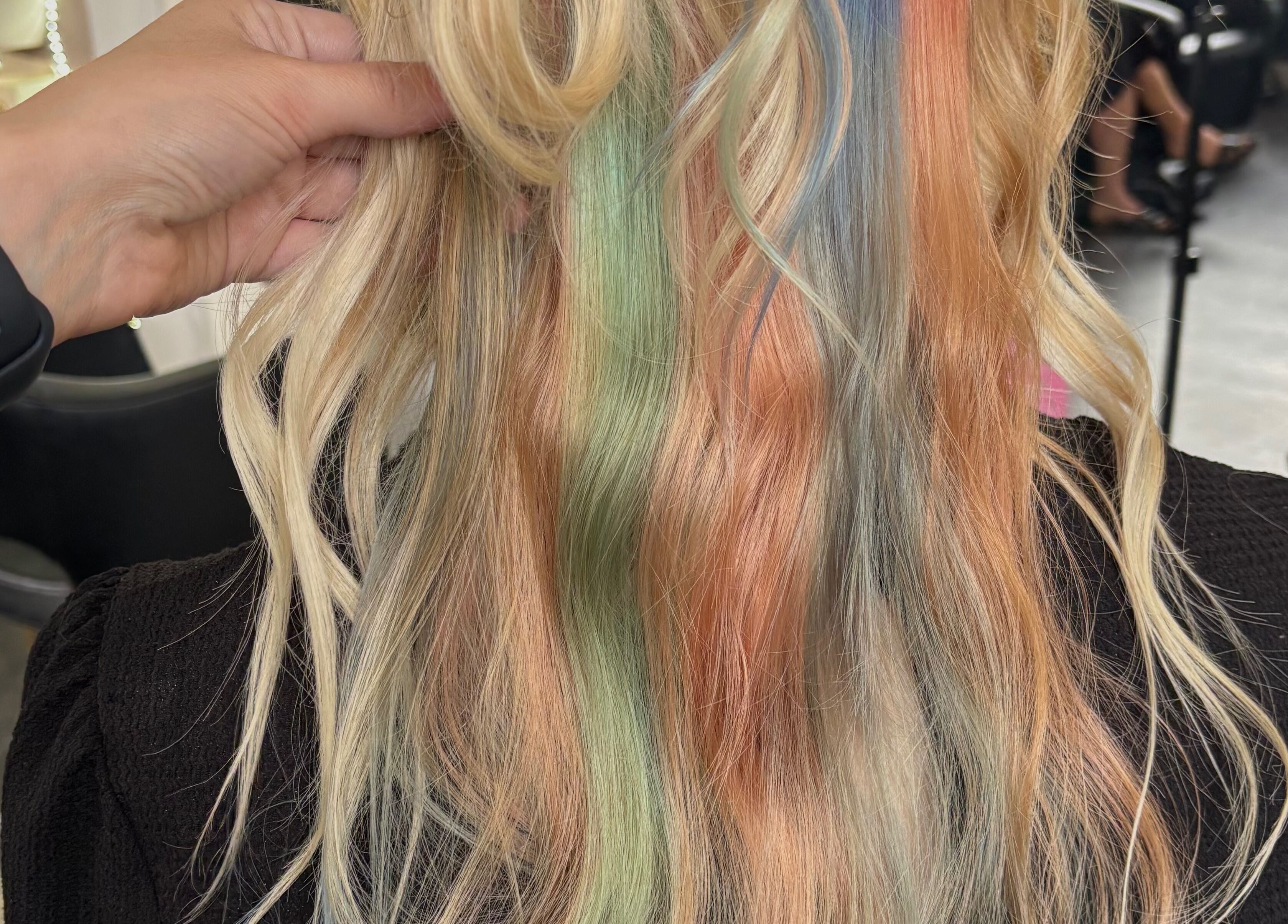 Colorful hair transformation at Hair by Lottie in Weston-super-Mare, England, GB.