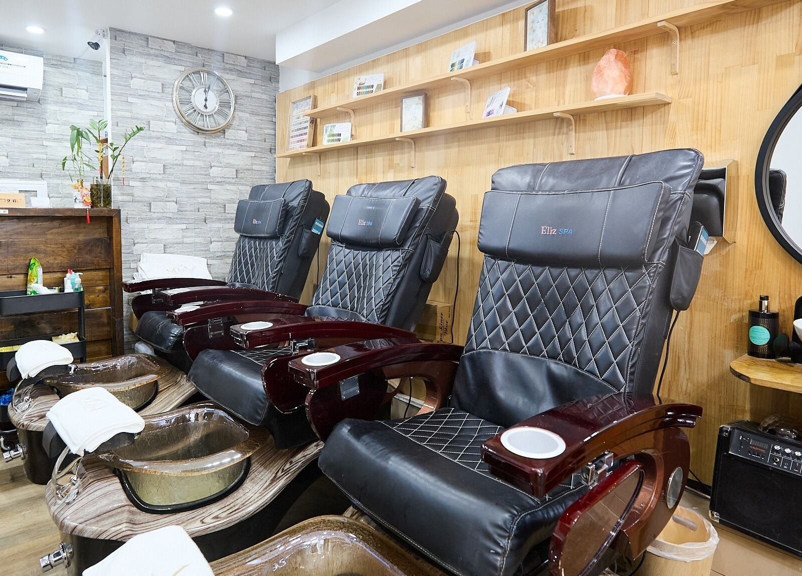 Luxurious pedicure chairs at MIA Nails & Beauties, Darlinghurst, NSW, AU, offering superior nail care.