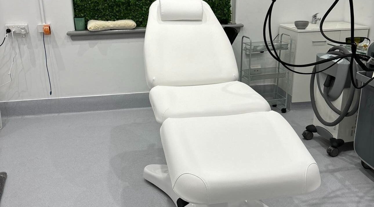 Tranquil treatment room at TMC Lifestyle & Aesthetics, Wagga Wagga, New South Wales, AU, with white spa chair.