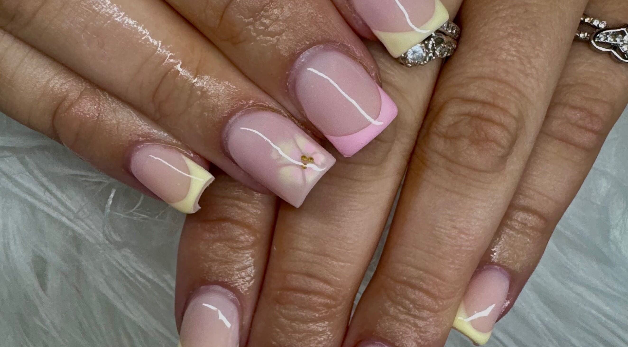 Chic pastel French manicure at Nailsbysoph Xox, located in Ruthin, Wales, GB.