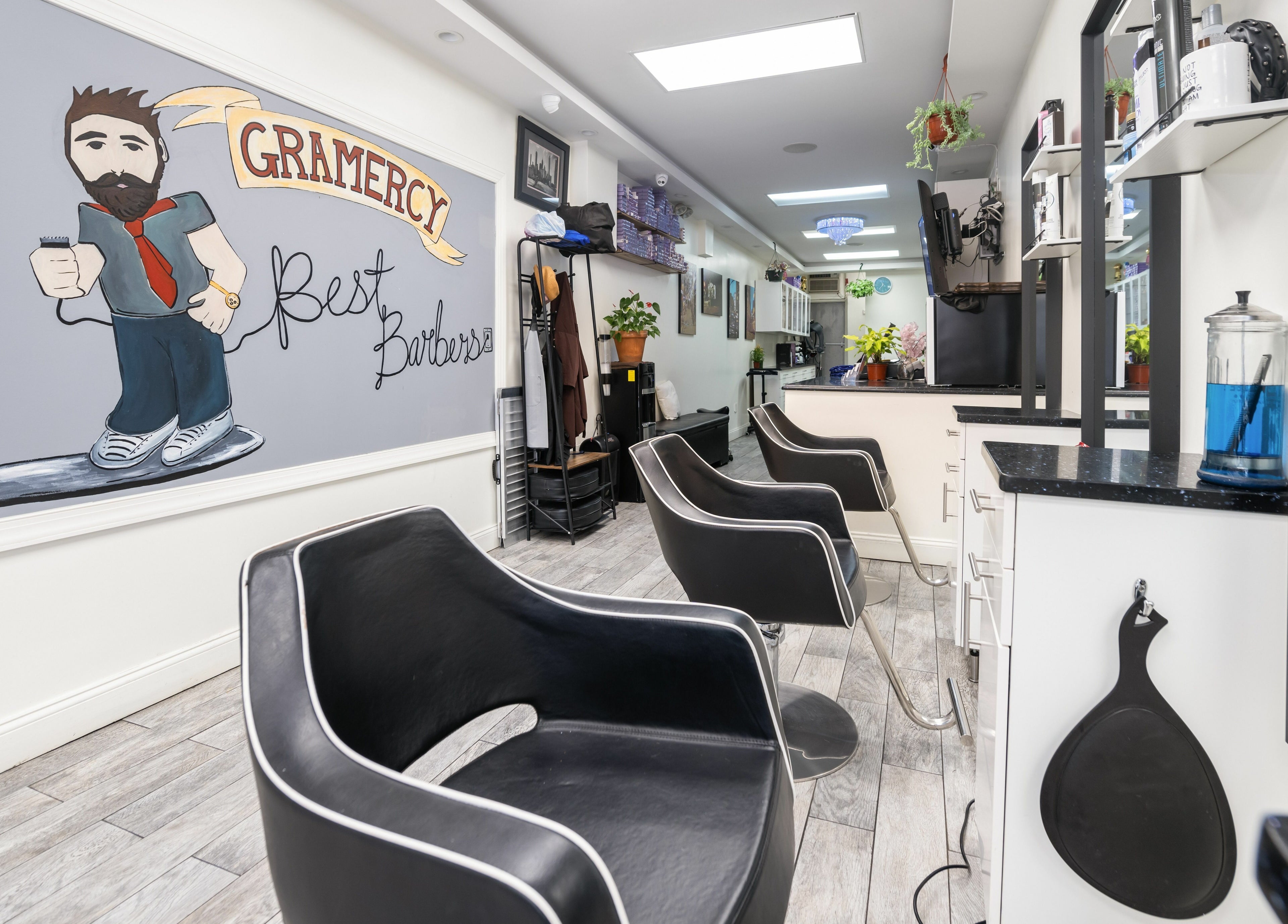 Modern interior of Balayage Studio with sleek chairs in New York, New York, US.
