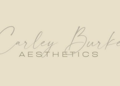 Elegant logo of Carley Burke Aesthetics, located in Bexley, England, GB, on a soft beige background.