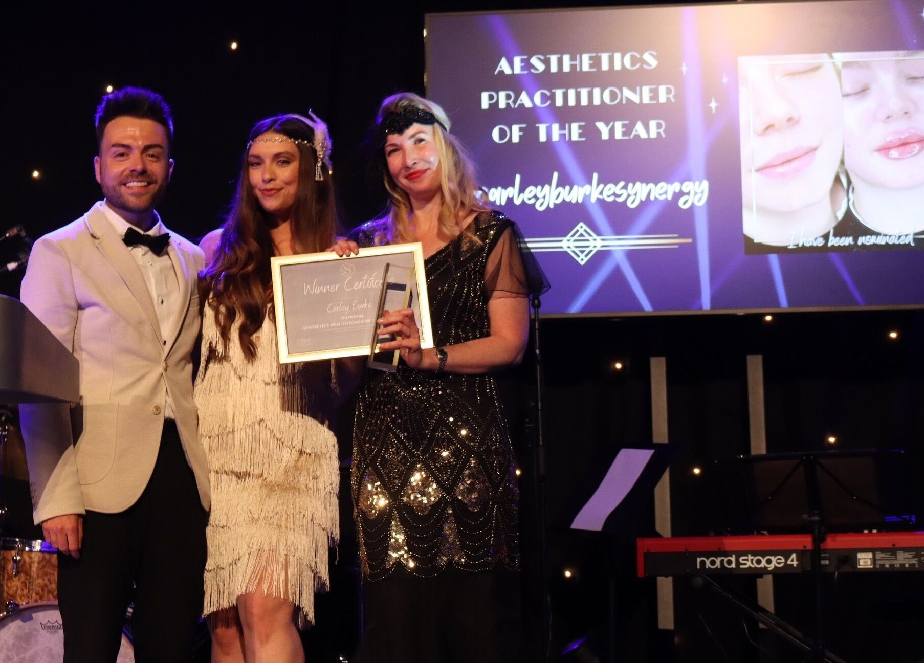 Carley Burke Aesthetics wins Aesthetic Practitioner award in Bexley, England, GB at elegant ceremony.