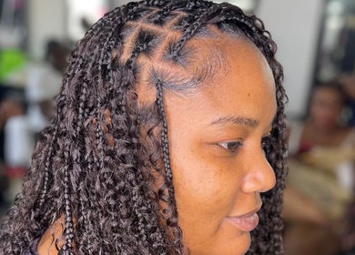 Elegant braided hairstyle at Styled By Mo 🌸 in Montego Bay, St. James Parish, JM.