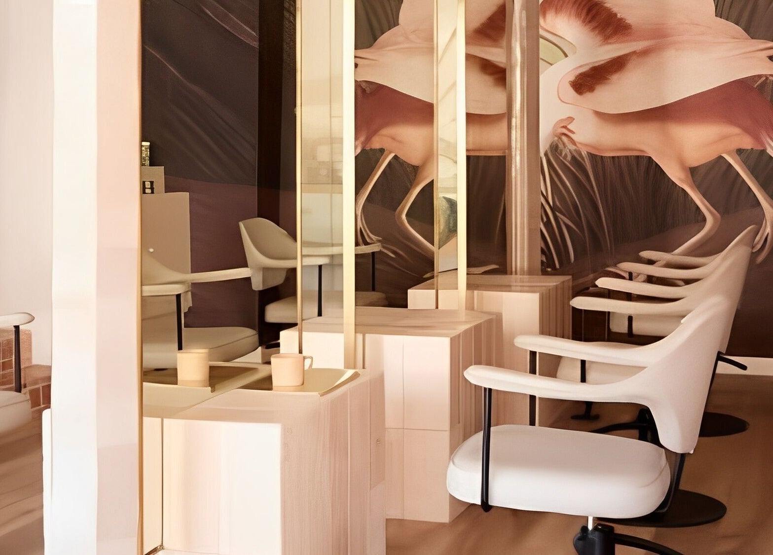 Elegant salon interior at Vincent & Dupree, Waverley, New South Wales, AU with sleek chairs and artistic decor.