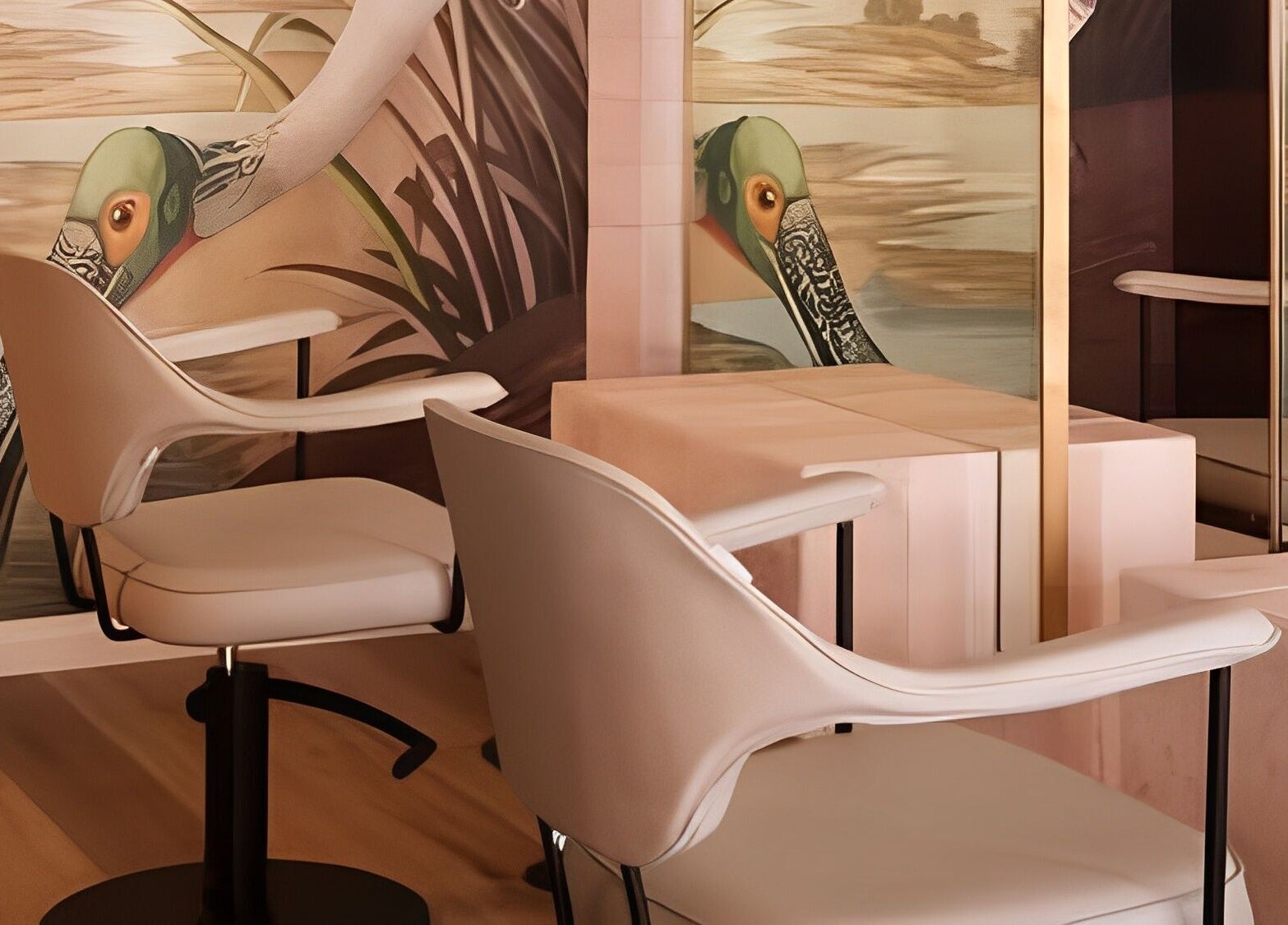 Elegant seating and artistic mural at Vincent & Dupree, Waverley, New South Wales, AU.