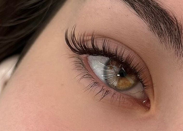 Close-up of lash extensions at Lushaura Lash Studio in Burnaby, British Columbia, CA.