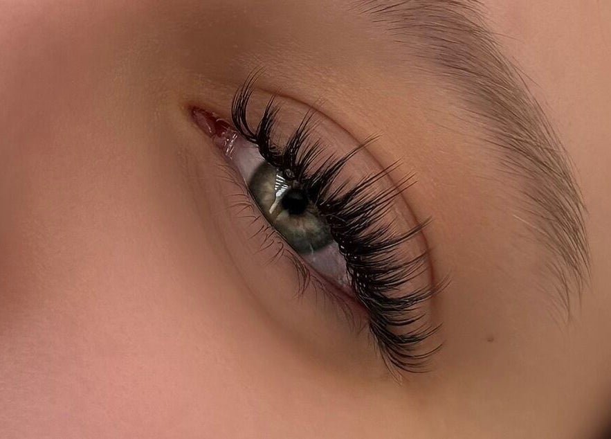 Close-up of lush lashes at Lushaura Lash Studio, Burnaby, British Columbia, CA.