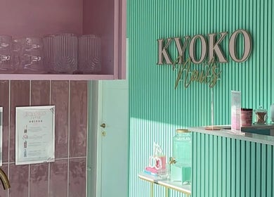Modern and chic interior of KS Beauty By Kai in Sale, England, GB with pastel tones and stylish decor.