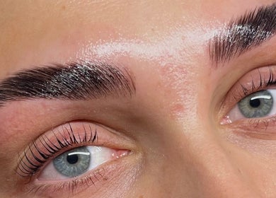 Close-up of expertly shaped eyebrows at KS Beauty By Kai, Sale, England, GB. Enhancing natural brow beauty.
